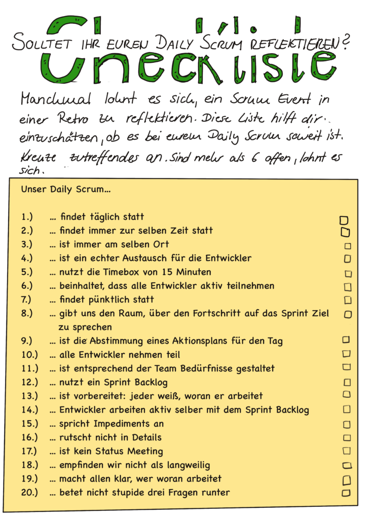 Die Daily Scrum Checkliste