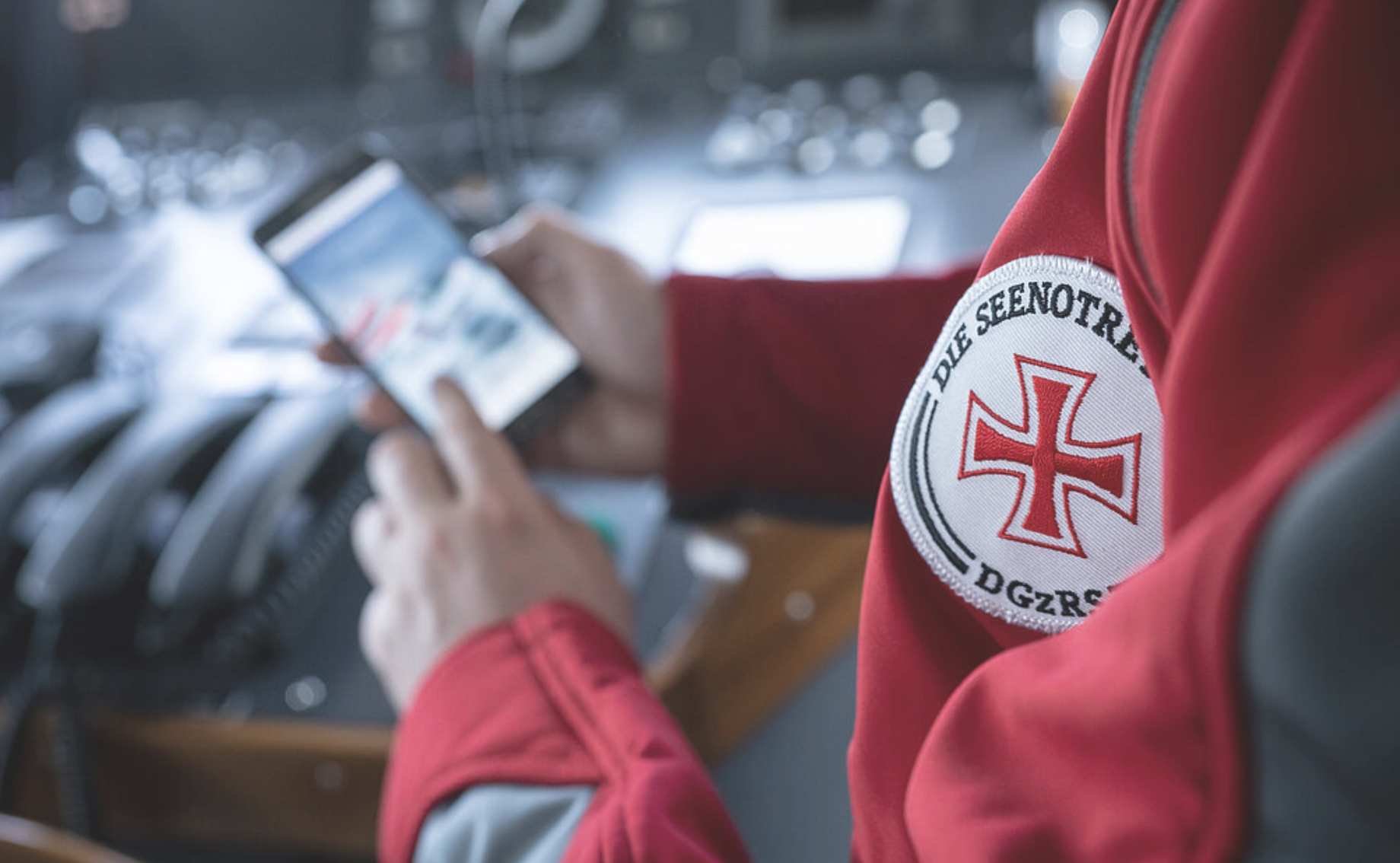 A sea rescuer at the helm