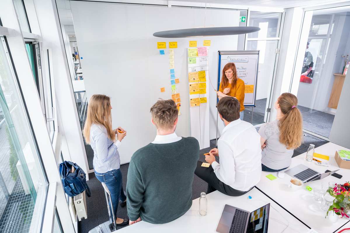 A Scrum team at work seen from above