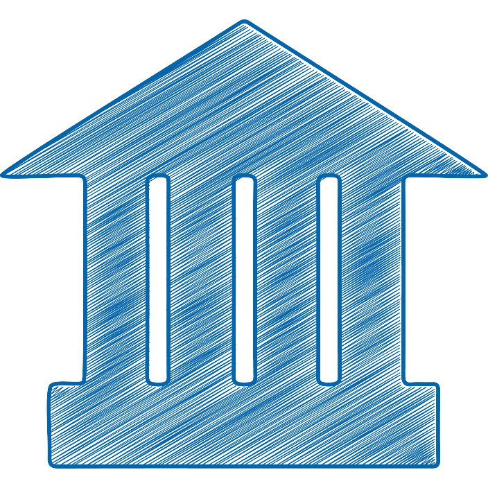 Pictogram of building with 3 columns