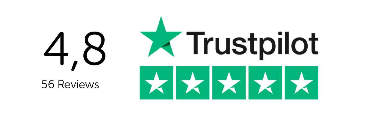 Trustpilot: 56 reviews, 4.8 stars out of 5 