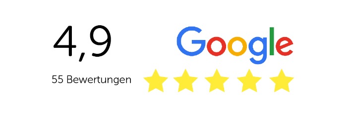 Google: 55 Bewertungen, 4,9 Sterne aus 5