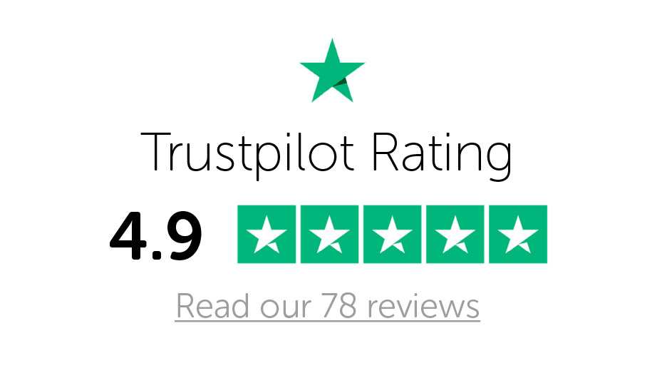 78 reviews on Trustpilot with an average rating of 4.9