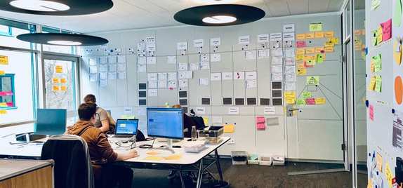 The picture shows a Kanban board at the wibas Service Team.