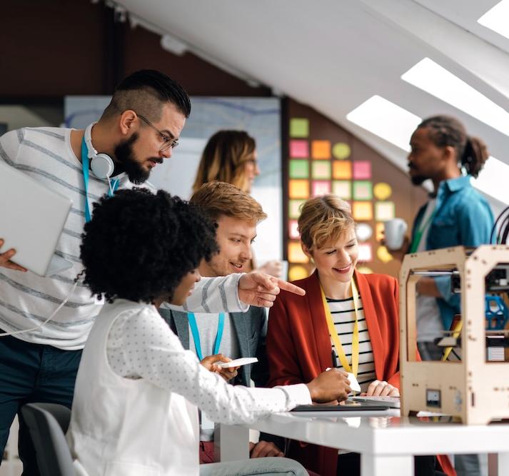 Team discusses a product.