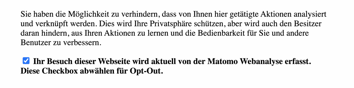 Opt-Out Text für die Matomo Webanalyse