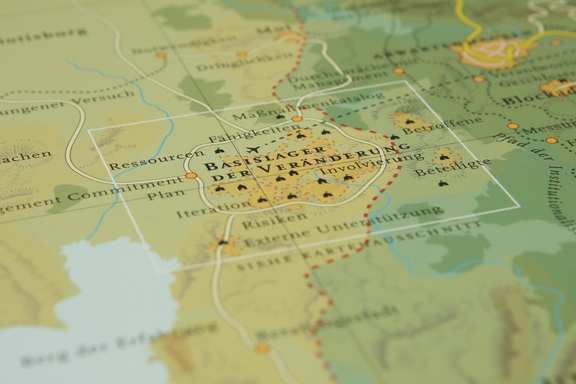 A fantasy map with the terms of change management