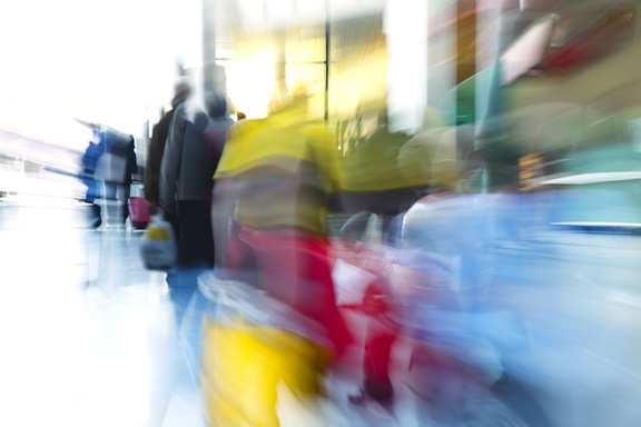 People go on a journey - the image has motion blur